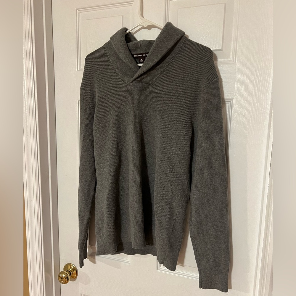 Michael Kors Men's Long Sleeve Sweater Color Ash Melange Medium